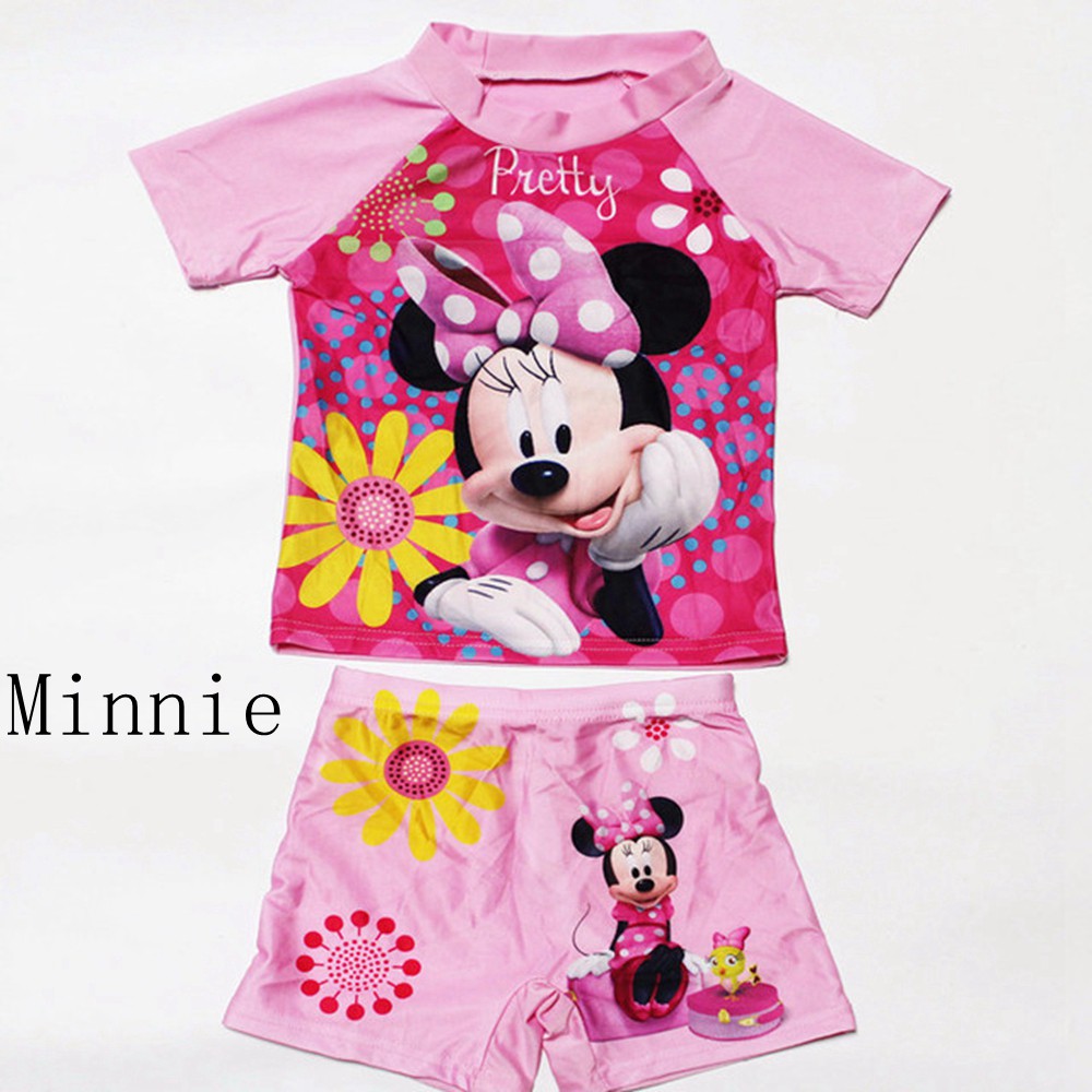 Bộ Đồ Bơi Bé Gái 2-10 Tuổi In Hình Chuột Minnie Frozen Dễ Thương