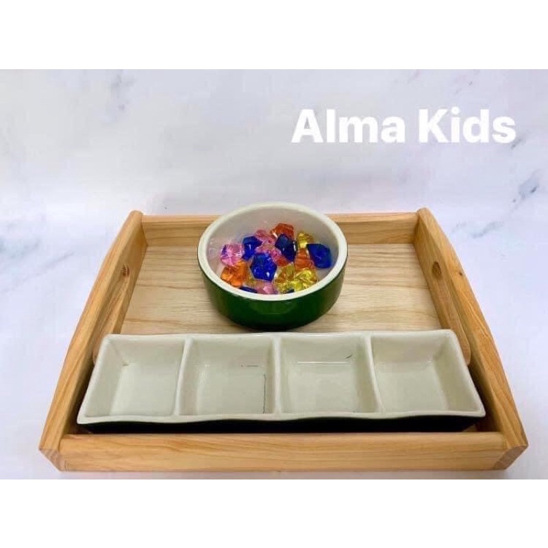 Khay Gỗ Montessori - Khay Đựng Đồ - Thực Hành Cuộc Sống