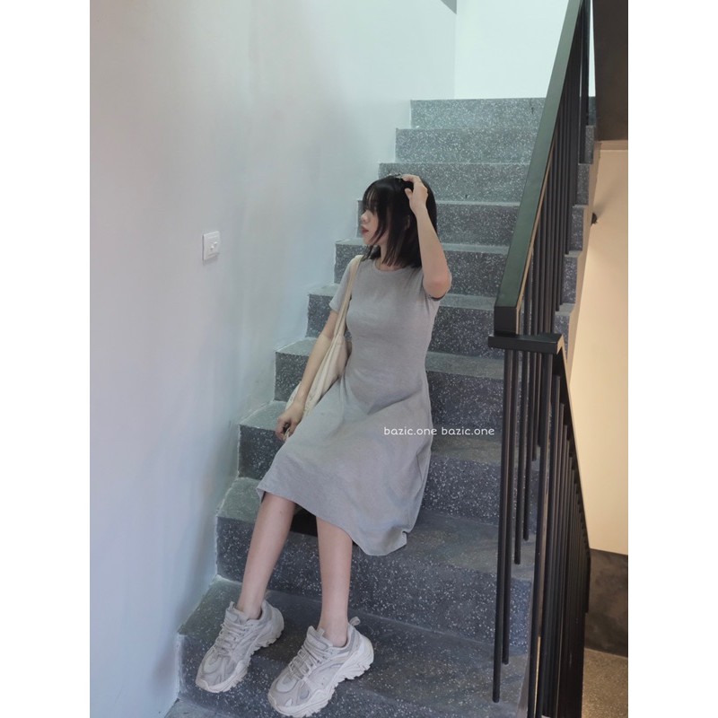 Basic cotto dress - Váy thun cotton xoè cổ tròn Bazic one