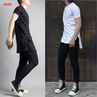 Áo thun longtee lệch tà from rộng Nam Nữ mặc đều được ảnh thật phía sau