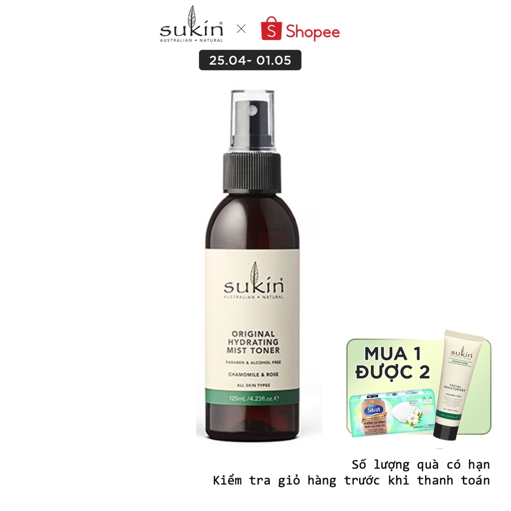 Nước Cân Bằng Dạng Phun Sương Sukin Original Hydrating Mist Toner 125ml