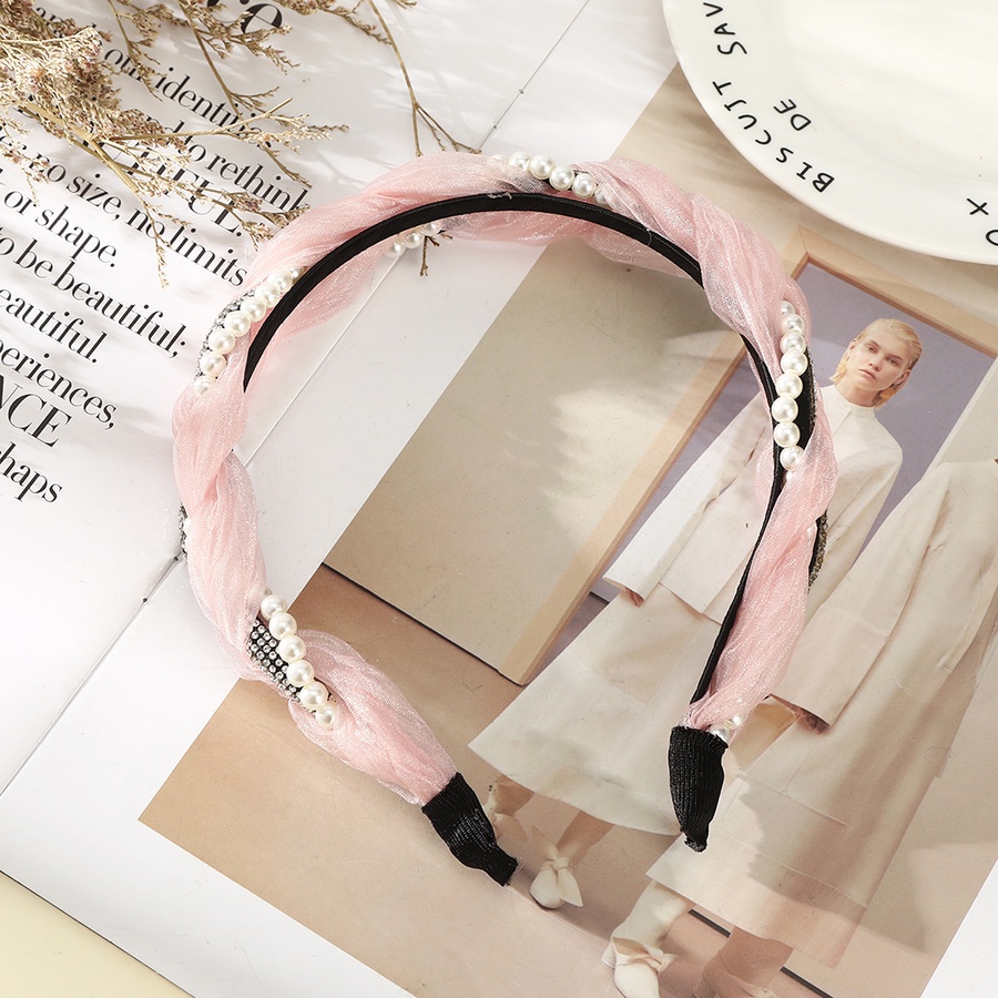 Băng Đô Cài Tóc Dạng Lưới Xoắn Đính Hạt Ngọc Trai Và Kim Cương Thời Trang Hàn Quốc Cho Nữ