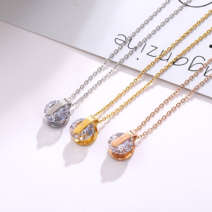 Dây chuyền nữ titan cao cấp hình chữ love kẹp đá tròn nhỏ xinh, siêu đẹp, bền màu, hợp thời trang