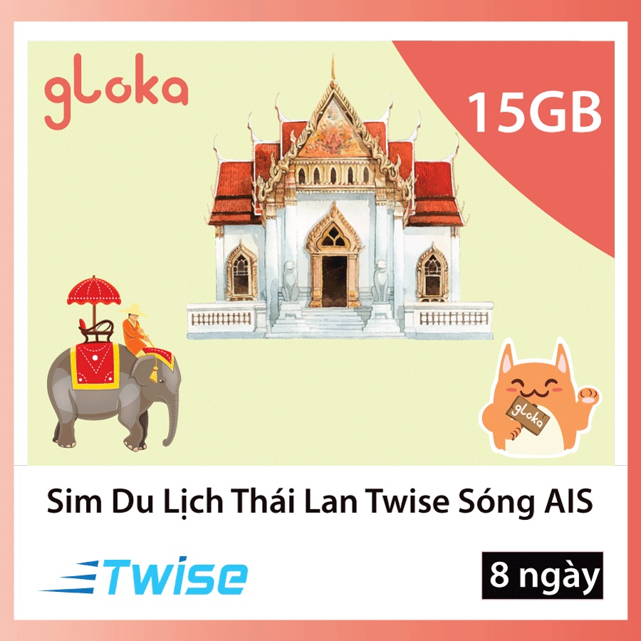 Sim du lịch Thái Lan Twise sóng AIS 15GB Tốc Độ Cao 8 Ngày