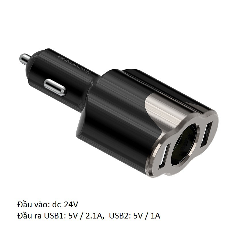 Tẩu sạc xe hơi thế hệ mới 2 cổng thông minh Borofone BZ7