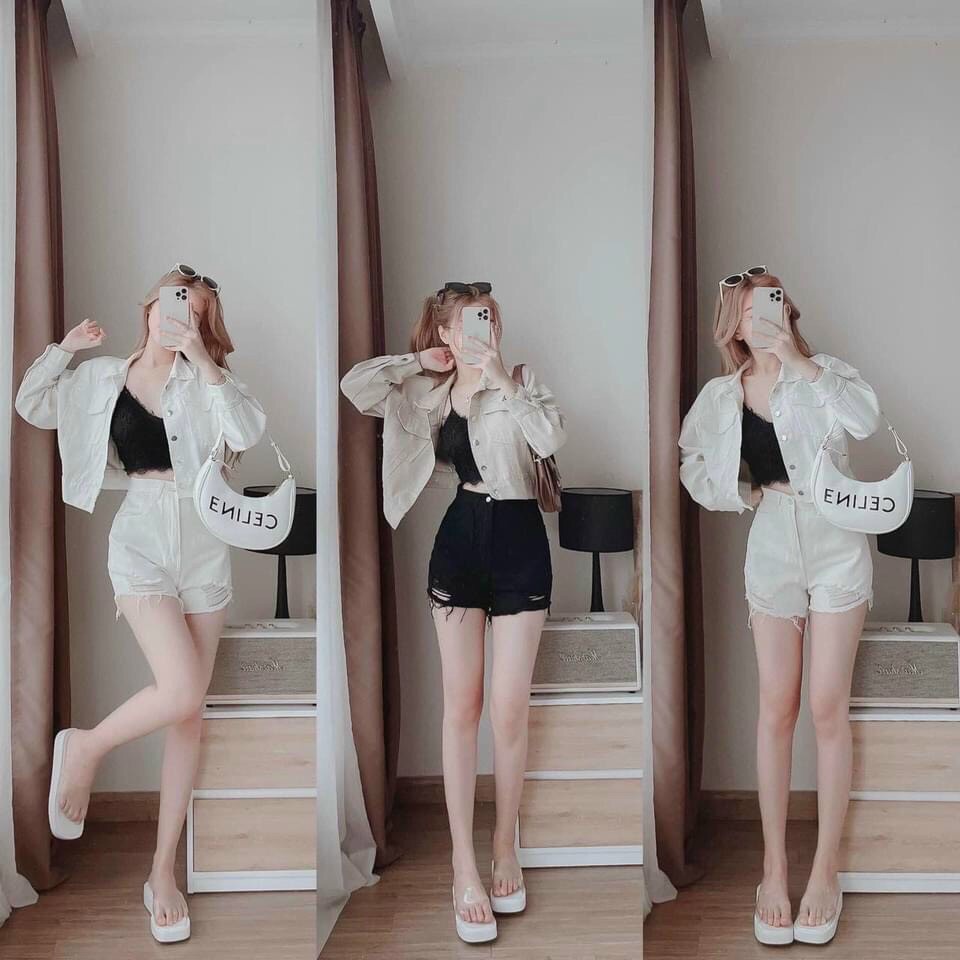 QUẦN SHORT ĐÙI JEANS NỮ LƯNG CAO RÁCH CÀO LAI TUA MÀU ĐEN MÀU TRẮNG MÁT MẺ CÁ TÍNH THỜI THƯỢNG HADI