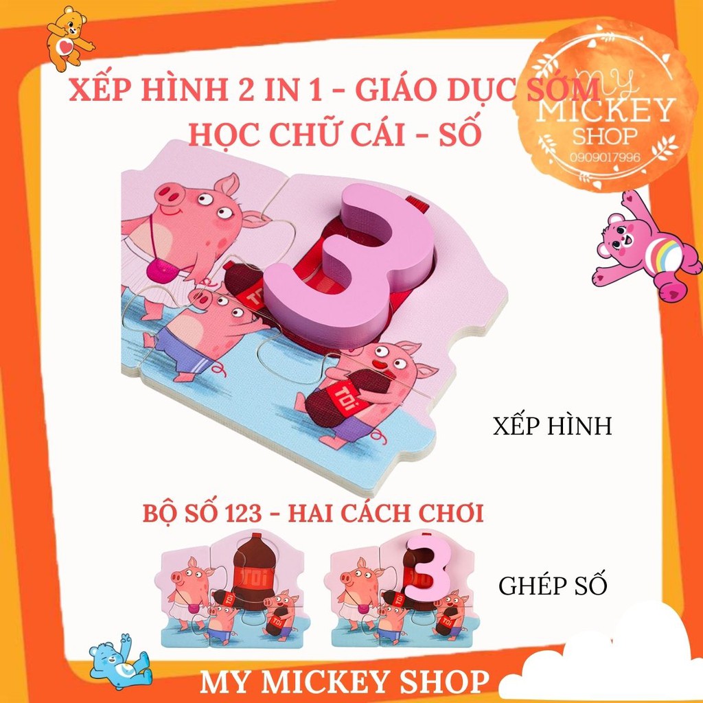 Đồ chơi xếp hình gỗ nam châm giáo dục sớm Học Chữ Cái - Chữ Số - Thời Gian 3 mẫu cho bé từ 2 3 4 tuổi chính hãng TOI