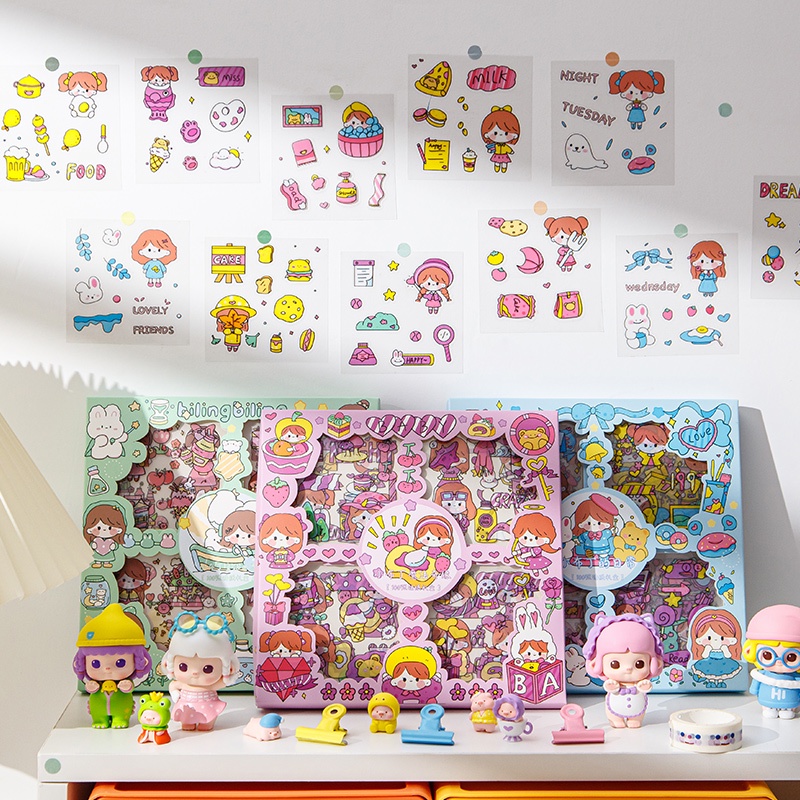 Set 100 Sticker Hoạt Hình Chống Thấm Nước Trang Trí Đa Dụng