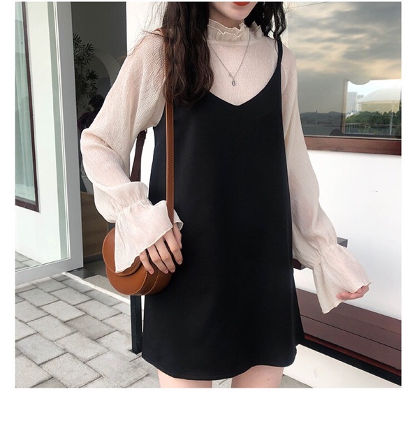 [Có sẵn +ảnh thật] Set váy yếm + sơmi Hàn Quốc thanh lịch 2021 | BigBuy360 - bigbuy360.vn