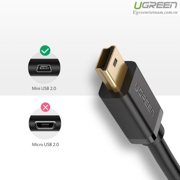 Cáp USB 2.0 to USB Mini mạ vàng Chính hãng Ugreen  - Phân Phối Chính Hãng