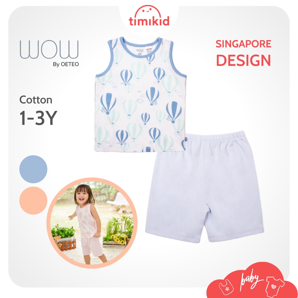 Bộ Thun Ba Lỗ  WOW by OETEO Cho Bé Trai, Bé Gái Vải Cotton Mềm Mại Thoáng Mát Cho Bé