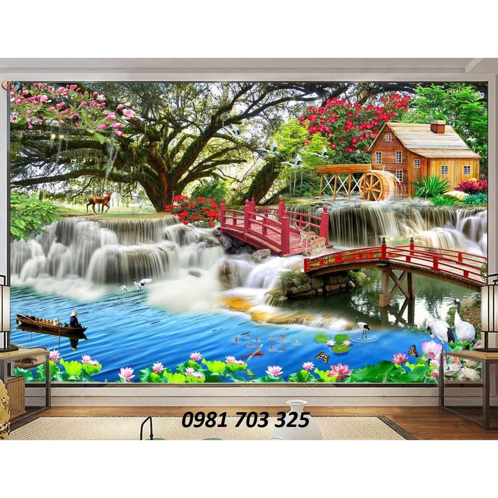 Tranh gạch 3D phong cảnh- tranh 3D suối nước | Shopee Việt Nam