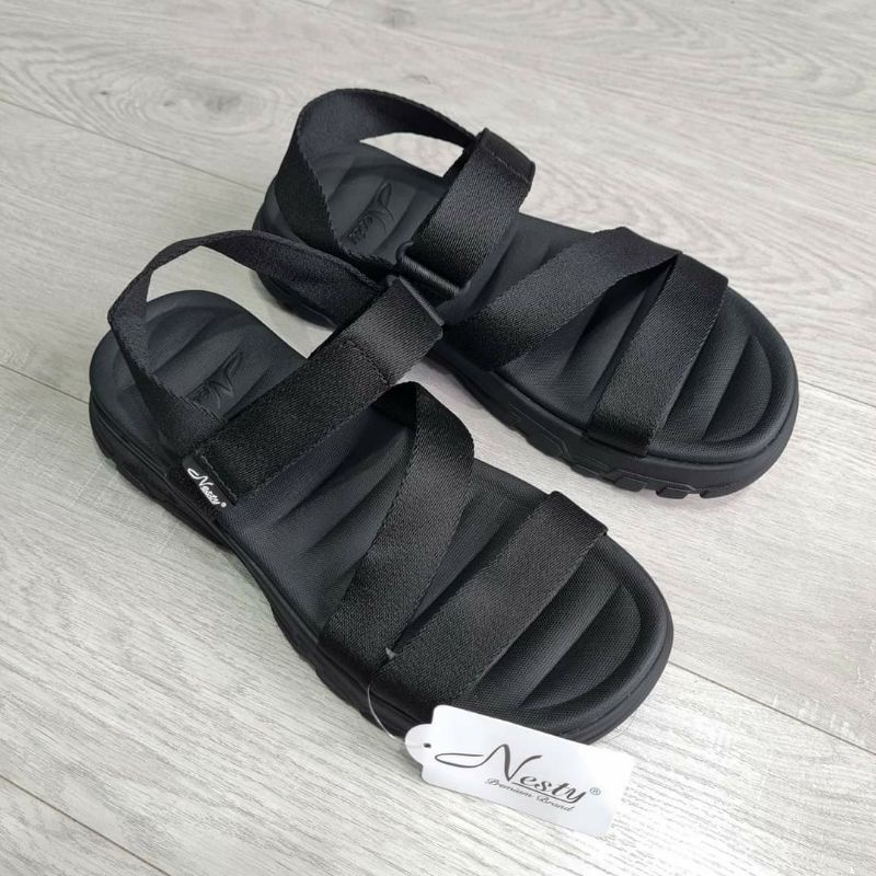 Giàu sandals nam nữ đen full Nesty