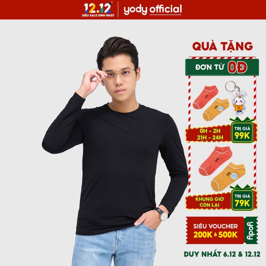 12.12 Áo thun nam YODY dài tay giữ nhiệt mặc thu đông chất cotton mềm mịn ATM4075