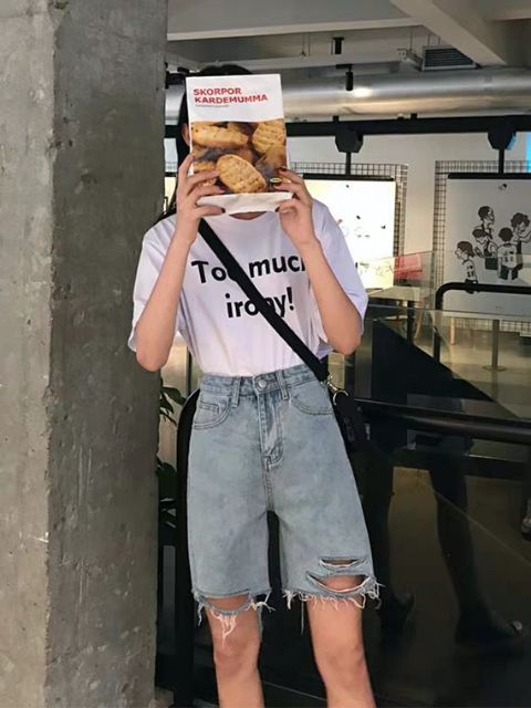 Quần short jeans lửng ngố rách ngang ver.3 kèm ảnh thật