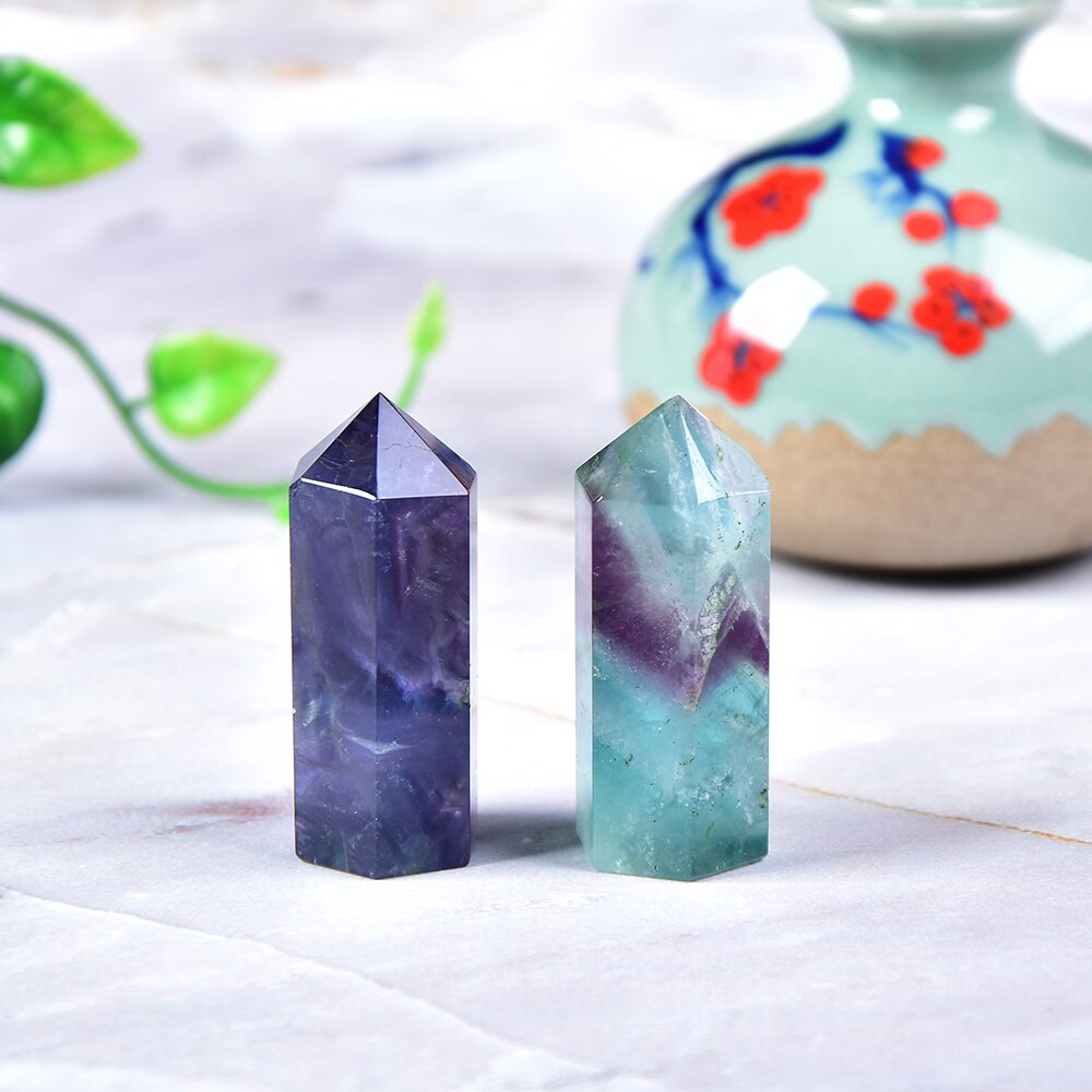 1 Viên Đá Fluorite Tự Nhiên Đầu Lục Giác 5-6cm Dùng Trang Trí Nhà Cửa DIY
