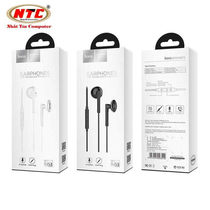 Tai nghe nhét tai Hoco M53 Exquisite sound - Hãng phân phối chính thức