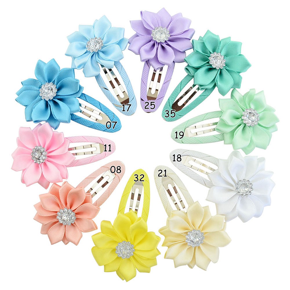 Kẹp tóc KIDSBOWS hình bông hoa chất liệu voan đính kim cương giả thời trang dễ thương cho bé gái