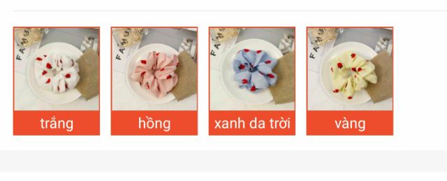 Scrunchies dây buộc tóc vải họa tiết dâu tây