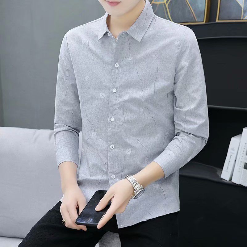 Áo Sơ Mi In Họa Tiết Đơn Giản Thời Trang Hàn Quốc Cho Nam