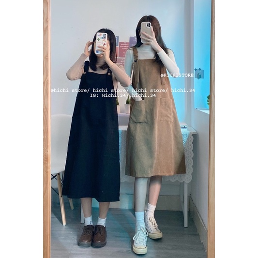 váy yếm nhung mùa đông ẢNH THẬT VIDEO hichi | BigBuy360 - bigbuy360.vn