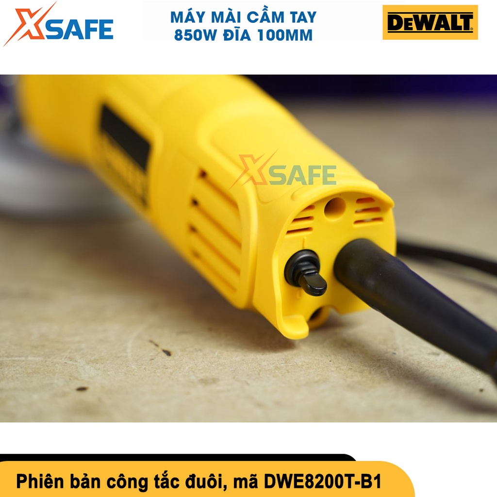 Máy mài góc cầm tay DEWALT 850W, đường kính đĩa 100mm, trục M10, cắt sắt cầm tay có nút khoá trục, tốc độ 12000v/p