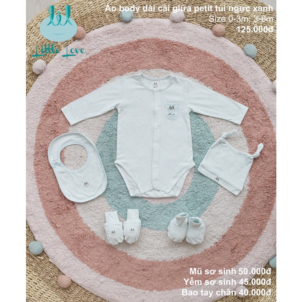 Áo body chip dài tay pettit túi ngực cho trẻ từ sơ sinh đến 6m little love (LABDD01)