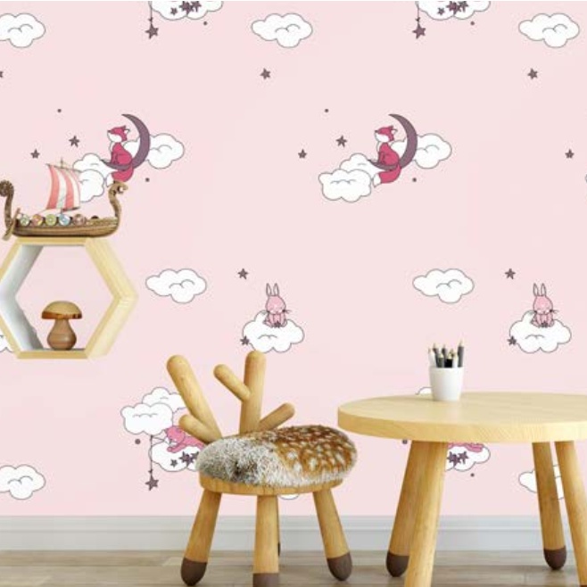 Decal giấy dán tường CÁO HỒNG MỚI khổ 45cm keo sẵn