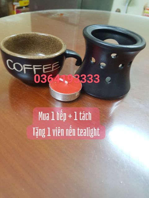 FREESHIP50K Bộ chén hâm nóng cafe, đốt tinh dầu