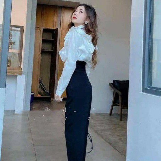 Áo sơ mi bèo croptop cổ trụ ((U.Ng) chất vải kate