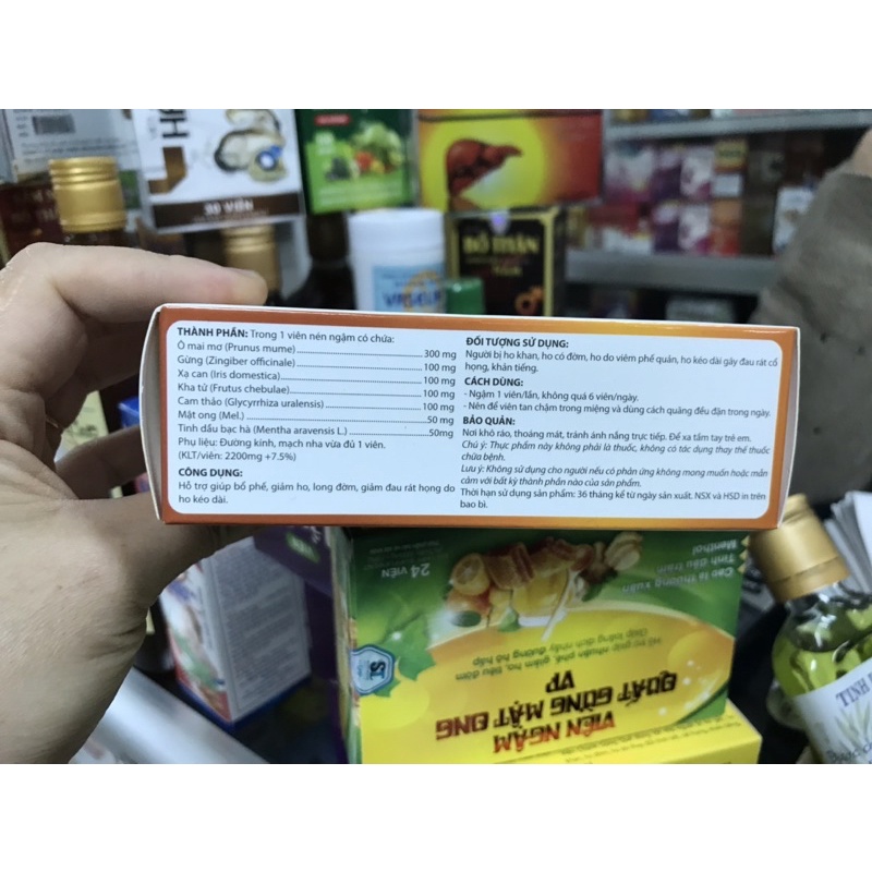 Viên ngậm họng Ô mai mơ mật ong hộp 24 viên