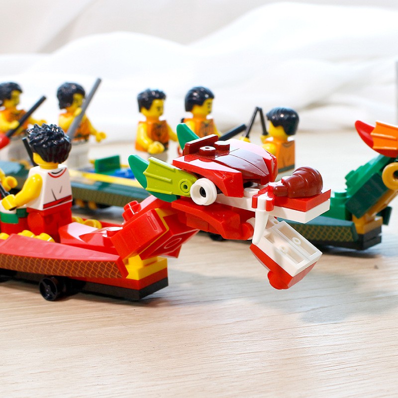 Đồ chơi Lắp ghép Mô hình Dragon Boat Race SY 1525 Lễ hội đua thuyền rồng