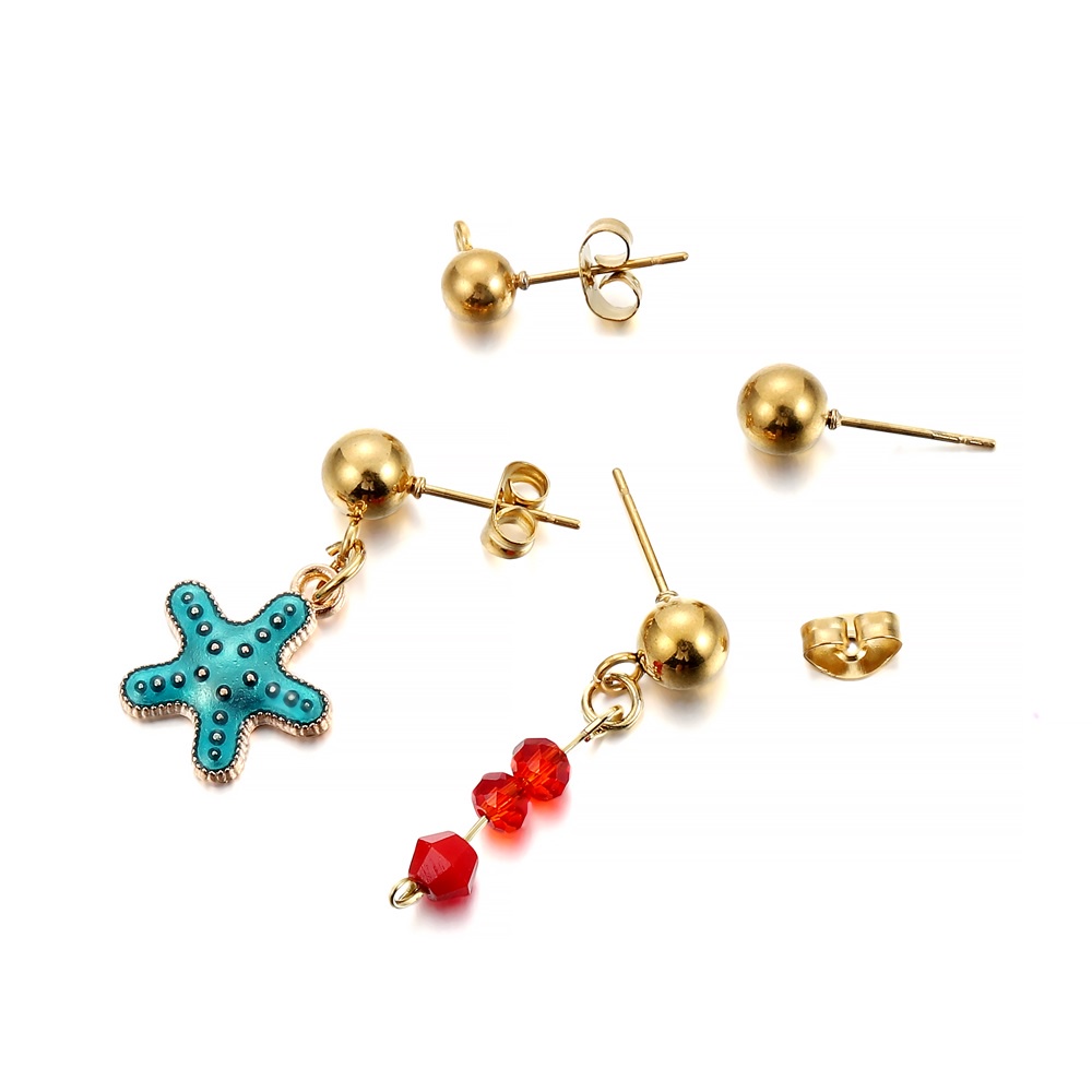 Khuyên Tai Dạng Móc Bằng Thép Không Gỉ Hình Quả Cầu DIY