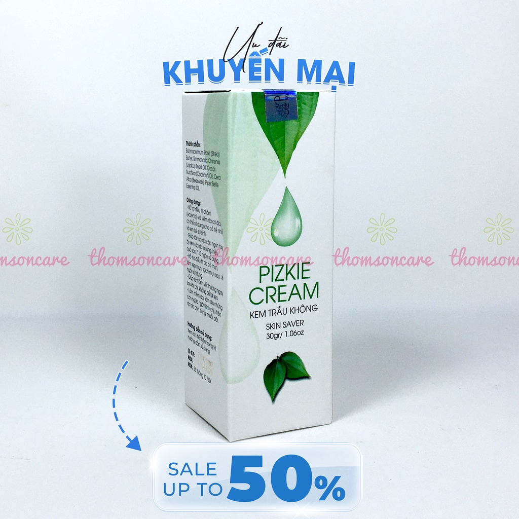 Kem trầu không Pizkie, giảm hăm, rôm sảy, ngứa da, chăm sóc da cho bé  và cả nhà - Mẫu mới tuýp 30g