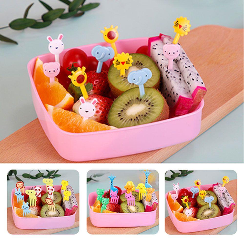 Set 10 / 30 Nĩa Ăn Trái Cây / Rau Củ Họa Tiết Hoạt Hình Dễ Thương Có Thể Tái Sử Dụng Cho Bé