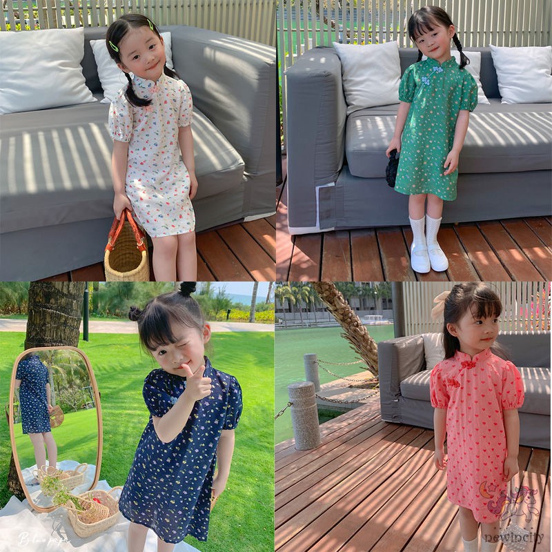 Đầm Bé Gái In Hoa Phong Cách Hàn Quốc