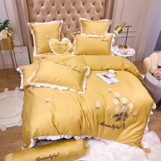 Bộ chăn ga Lụa cúc hoạ mi set 7 món