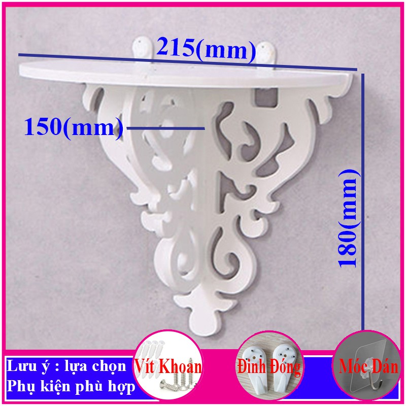 Kệ treo tường trang trí không cần khoan, chất liệu gỗ nhựa cao cấp màu trắng, decor không gian sống - C19