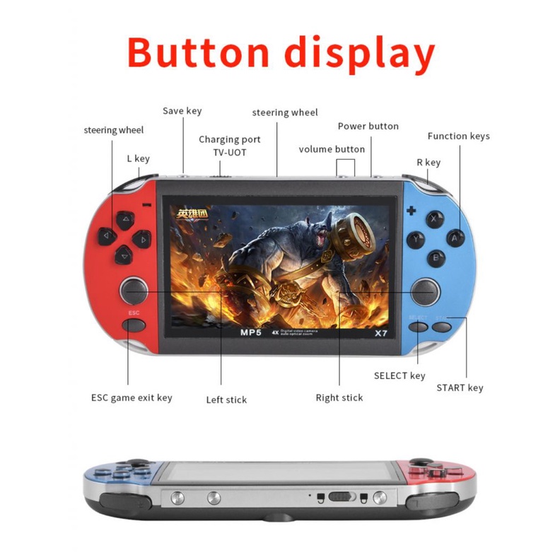 Máy chơi game cầm tay X7 màn hình 4.3 inch 8gb 900 trò - Kèm thẻ nhớ - Dung lượng pin trâu - Bảo hành 12 tháng