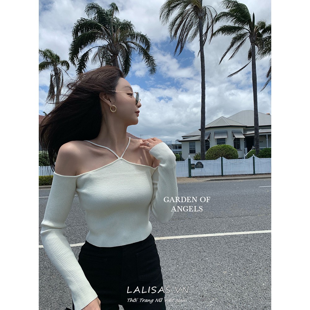 Áo dệt kim thiết kế trễ vai phong cách Hàn Quốc gợi cảm cho nữ