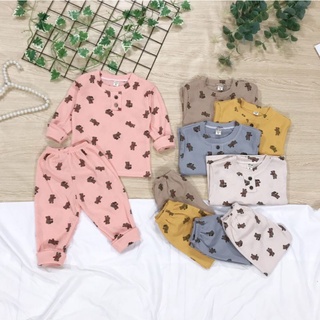 Bộ thu đông hình gấu siêu xinh cho bé, set đồ mặc nhà thu đông