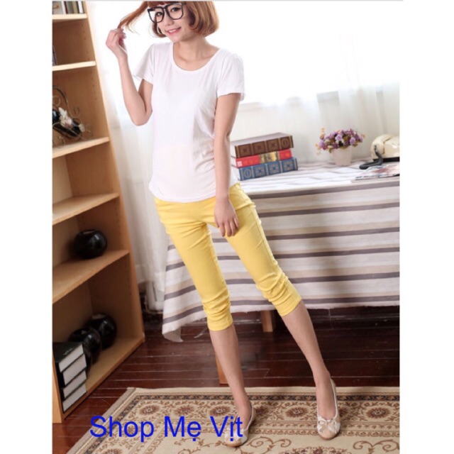 Quần ngố bầu Denim vàng
