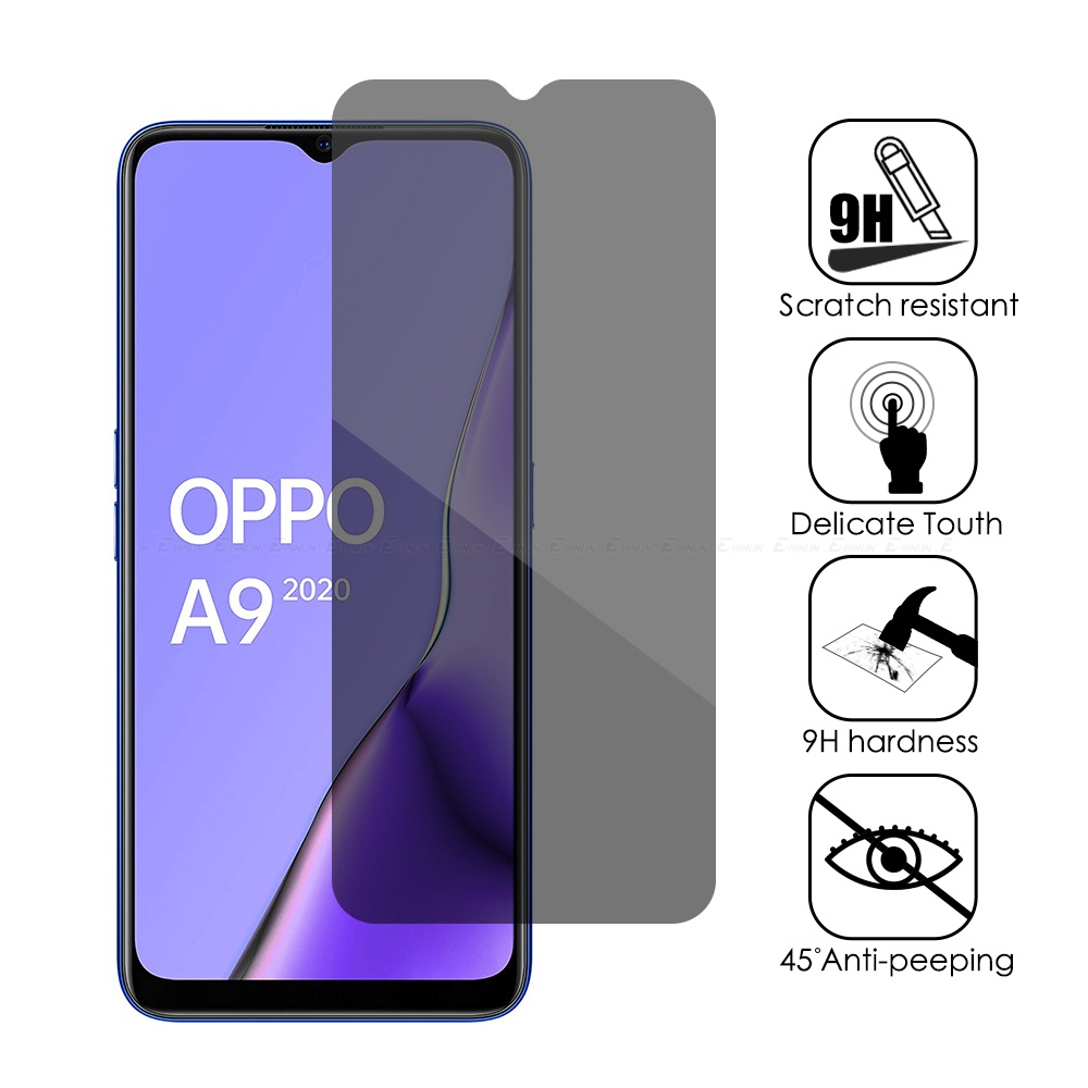 Kính Cường Lực Bảo Vệ Màn Hình Chống Nhìn Trộm Cho OPPO A5 A9 2020 AX5 AX7 A52 A53 A53s A54 A55 A57 A58 A92 A94 A95 A96 Ốp