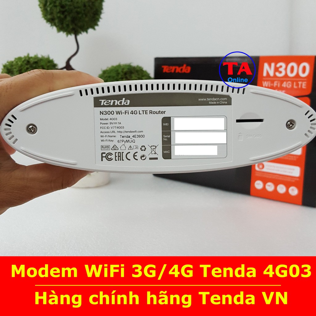 Wifi 4G Tenda 4G03 Tốc độ 150Mbs, Hỗ trợ 32 User Hàng chính hãng