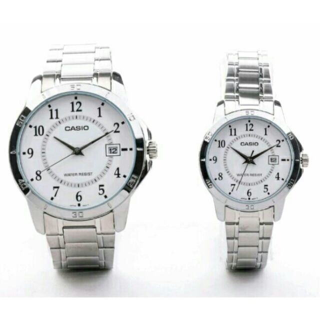 Đồng hồ đôi nam nữ dây kim loại Casio Anh Khuê MTP/LTP V004D-7B