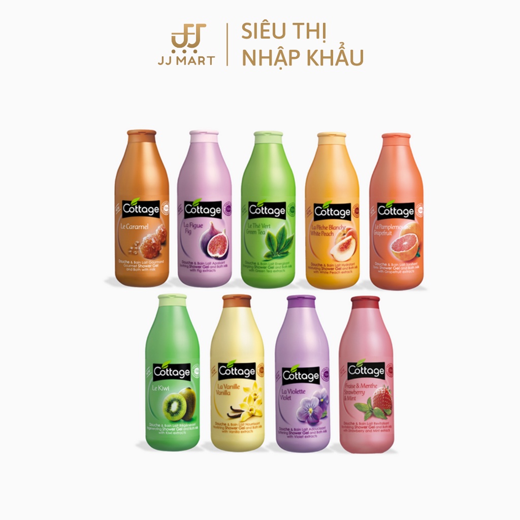 Sữa Tắm Dưỡng Thể Cottage, Sữa Tắm Trắng Da Cottage 750ml Của Pháp Tạo Một Làn Da Mềm, Hương Thơm Qu