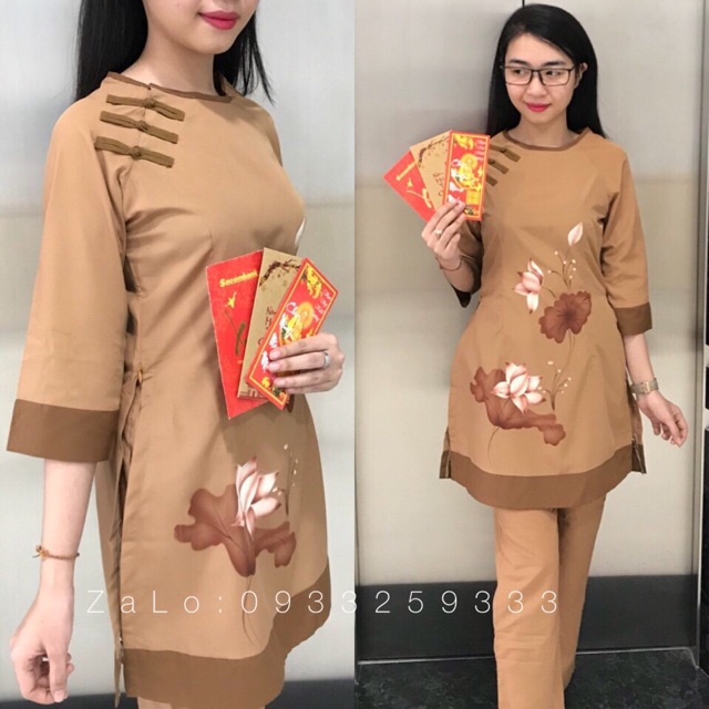 Áo Lam Đi Chùa  Cách Tân Vải Kate Hoa In GIÁ RẺ VÔ ĐỊCH