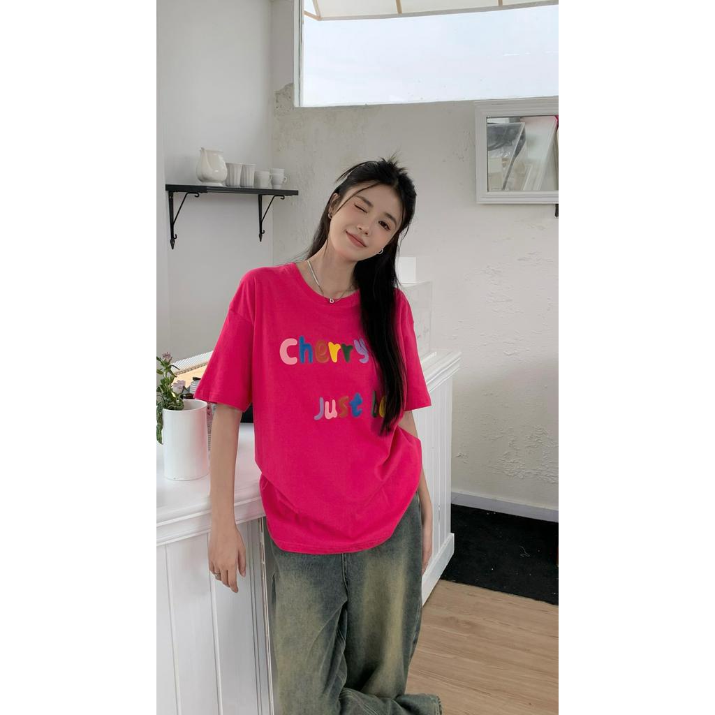 Áo Thun Cotton Ngắn Tay In Chữ Foam 62828