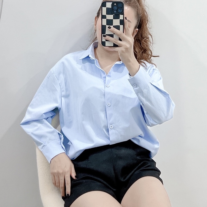 [Thanh lý] Áo sơ mi nữ tay dài form rộng kiểu Hàn Quốc màu trơn công sở đẹp FINANCY A02