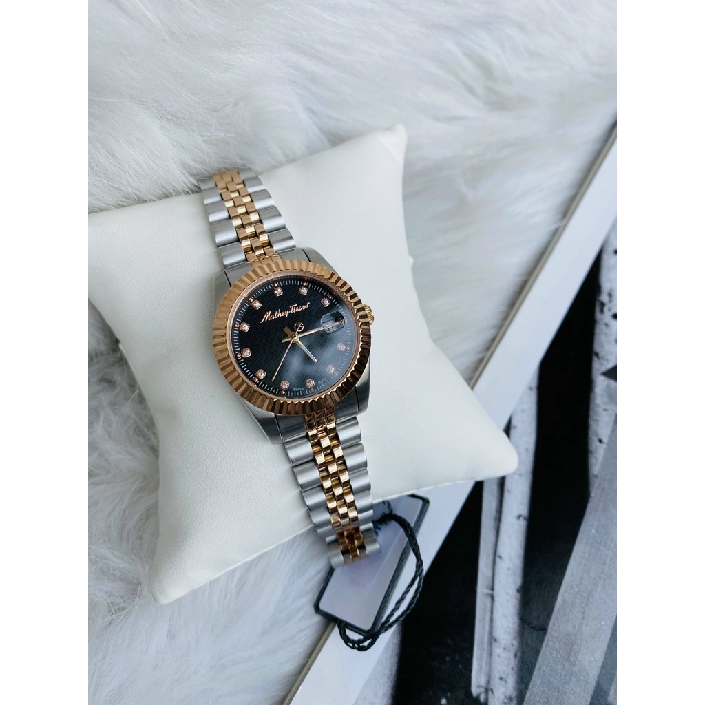 Đồng hồ nữ chính hãng Mathey-Tissot Mathey III - Máy Quartz pin - Kính cứng Crystal Black Dial Ladies Watch D810RN.